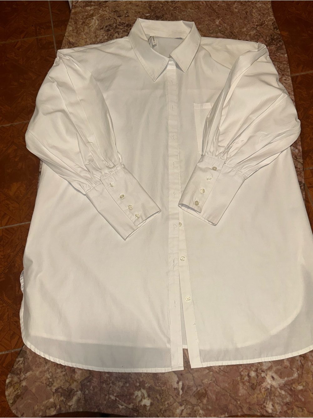 Classic White women’s puff sleeve Button-Down Shirt